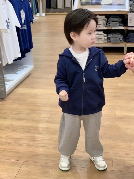 男女童春秋韩版刺绣连帽卫衣卫裤套装拉链衫长裤二件套