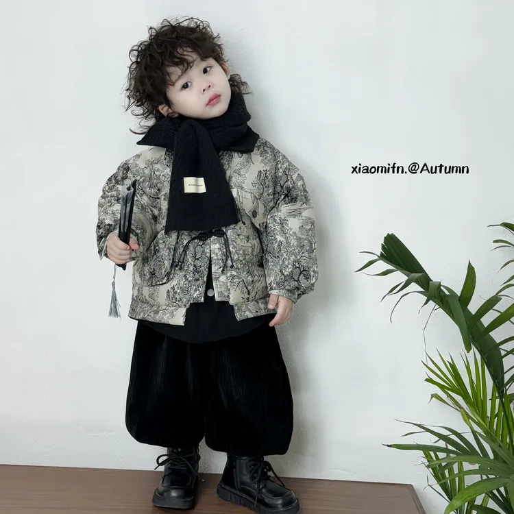 现货〃新中式国风韩版男儿童90绒2024新款儿童羽绒服外套痞帅sq132