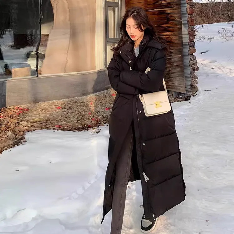 东北加厚棉服女韩版宽松过膝长款到脚踝棉衣宽松高个子棉袄外套冬