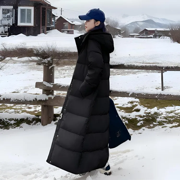 哈尔滨超长款棉服女韩版宽松到脚踝加厚棉衣新款中戏过膝棉袄外套