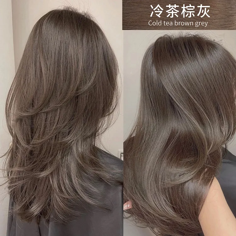 【买1送1】冷茶棕灰色染发剂泡泡植物纯自己在家染头发膏2025流行色