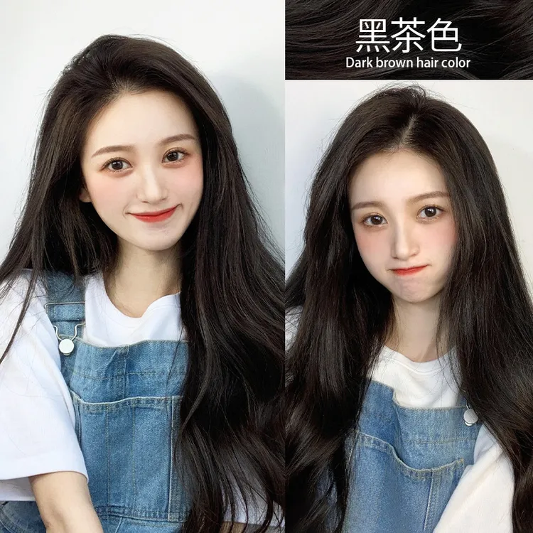 【买1送1】黑茶栗棕染发剂盖白发自己在家染头发膏2025流行色植物纯