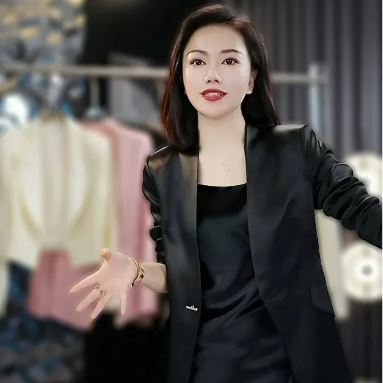 欧货夏季新款高端气质V领收腰醋酸西装外套女轻奢款时尚百搭上衣