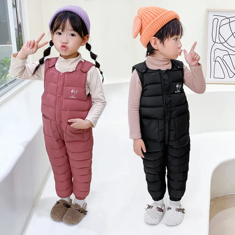 儿童冬季背带裤婴幼儿宝宝秋冬加厚棉裤男童女童外穿开裆连体裤子