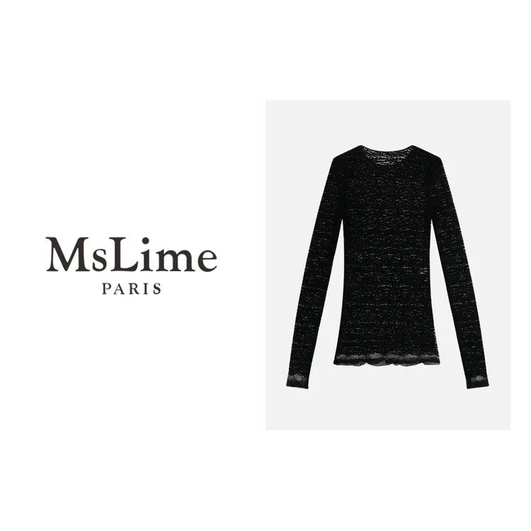 王嬛嬛MsLime”蕾丝想法“气质蕾丝时尚长袖针织衫 HC2A0080