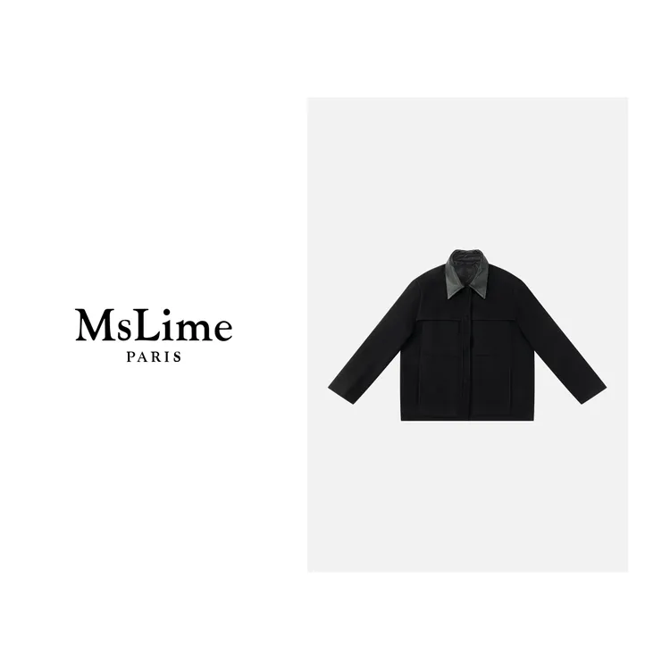 王嬛嬛MsLime24年新款时尚休闲气质羊毛外套 HC2C1906