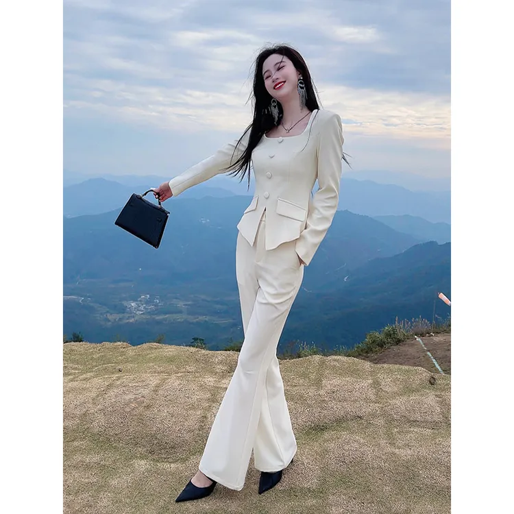 「干练简约」时尚女神范秋季一整套穿搭气质修身设计感套装女