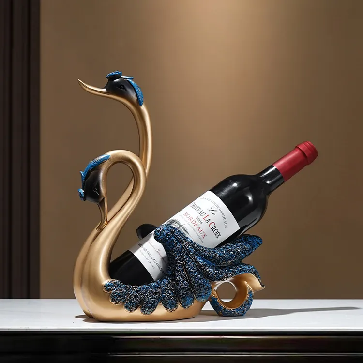 新中式玫瑰天鹅酒架酒柜装饰摆件客厅餐桌家居餐边柜乔迁新居礼物