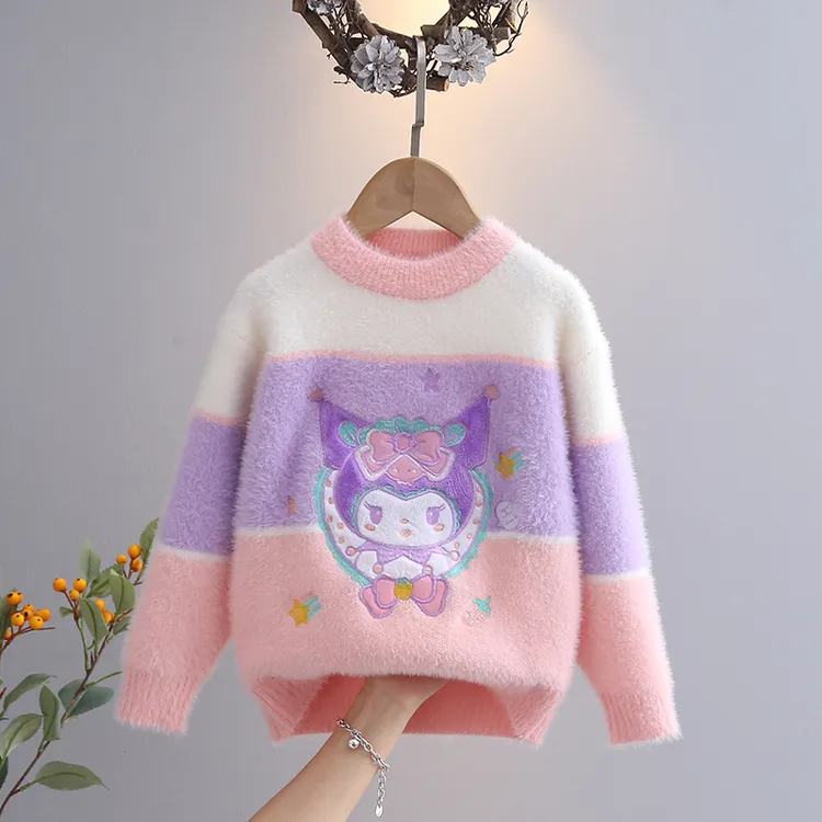 女童冬季毛衣洋气加厚针织衫2025秋冬季新款儿童中小童卡通打底衫