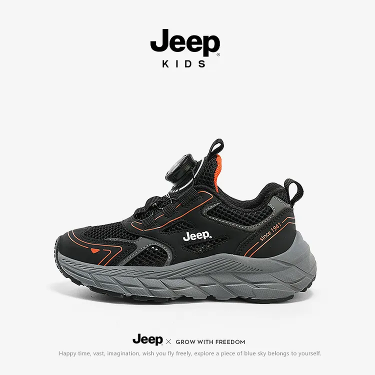 jeep男童运动鞋网面透气中大童跑步鞋轻便女童老爹鞋儿童休闲鞋
