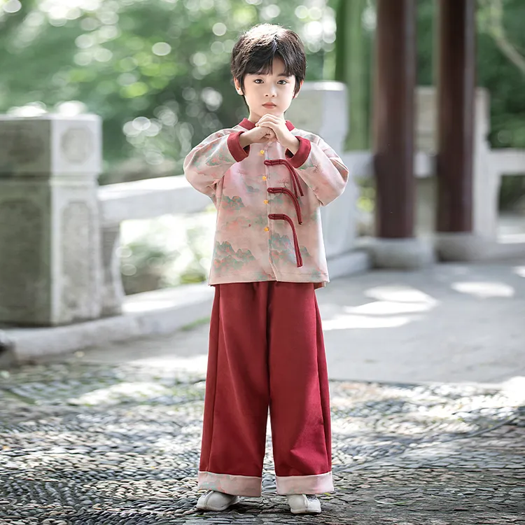 儿童古装汉服男童春季演出服男孩春秋套装中国风唐装中式长袖古风