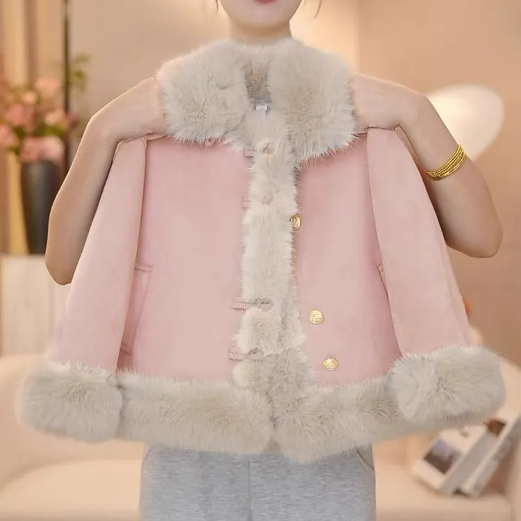 女童秋冬加绒加厚外套2025韩版中大童皮毛一体儿童冬款保暖上衣潮