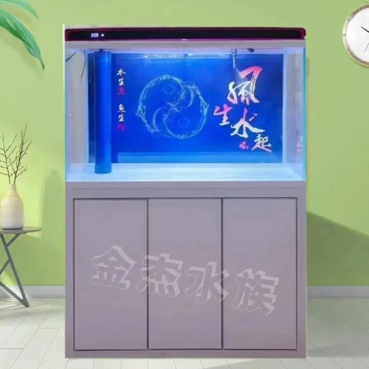 新款智能.底过滤.仿生循环静音鱼缸.一键排污五线金晶超白玻璃