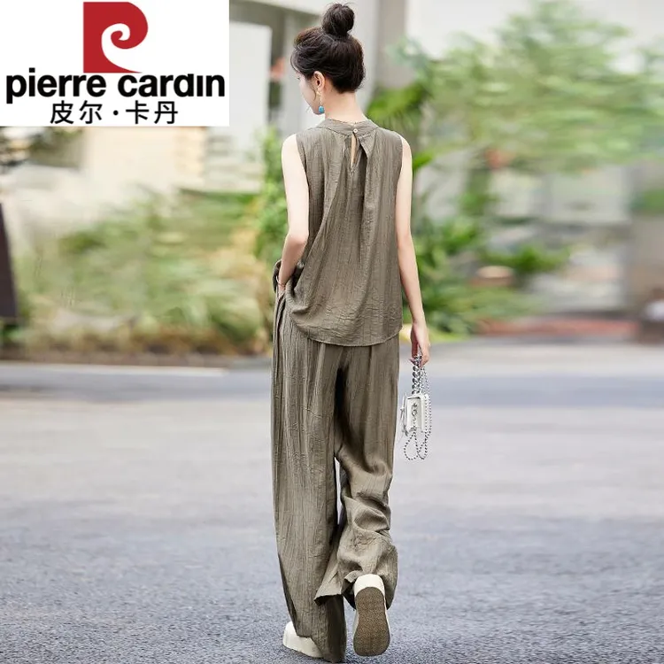 皮尔卡丹阔腿裤套装女2025夏新款气质女神范小香风时尚洋气显瘦无
