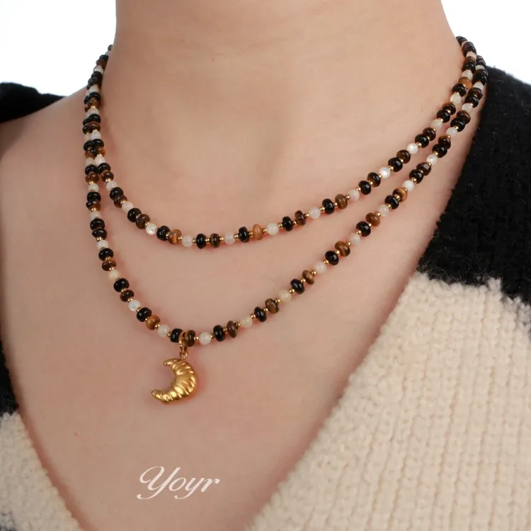 YOYR 钛钢项链 雅丹松林项链秋冬复古牛角包手工气质简约个性颈链