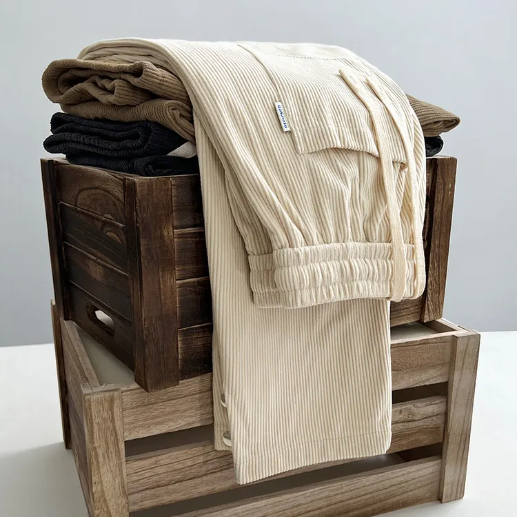 灯芯绒裤子男款2023年春秋季休闲运动裤男士宽松直筒垂感阔腿长裤