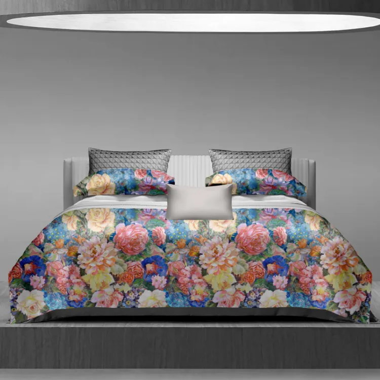 安羽婷高端提花四件套四季通用加厚印花双面大版花美式轻奢