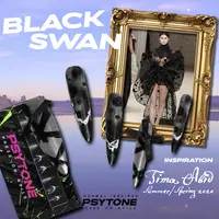 幻调Black Swan 黑天鹅 | 设计师款黑色系指间蝴蝶结穿戴美甲1029