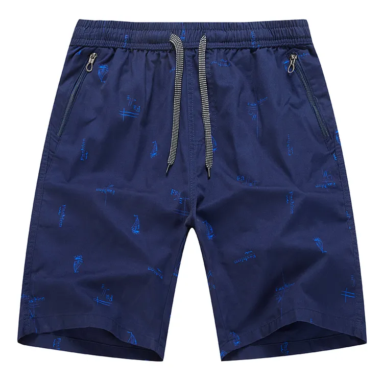 夏季印花纯棉短裤男士宽松5分中裤外穿休闲沙滩薄款透气五分裤