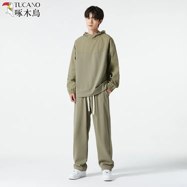 TUCANO/啄木鳥男士撞色休闲套装新款连帽卫衣长裤休闲运动两件套