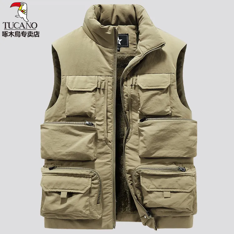 TUCANO/啄木鳥高品质多口袋工装马甲秋冬季男士加绒马夹厚款外套