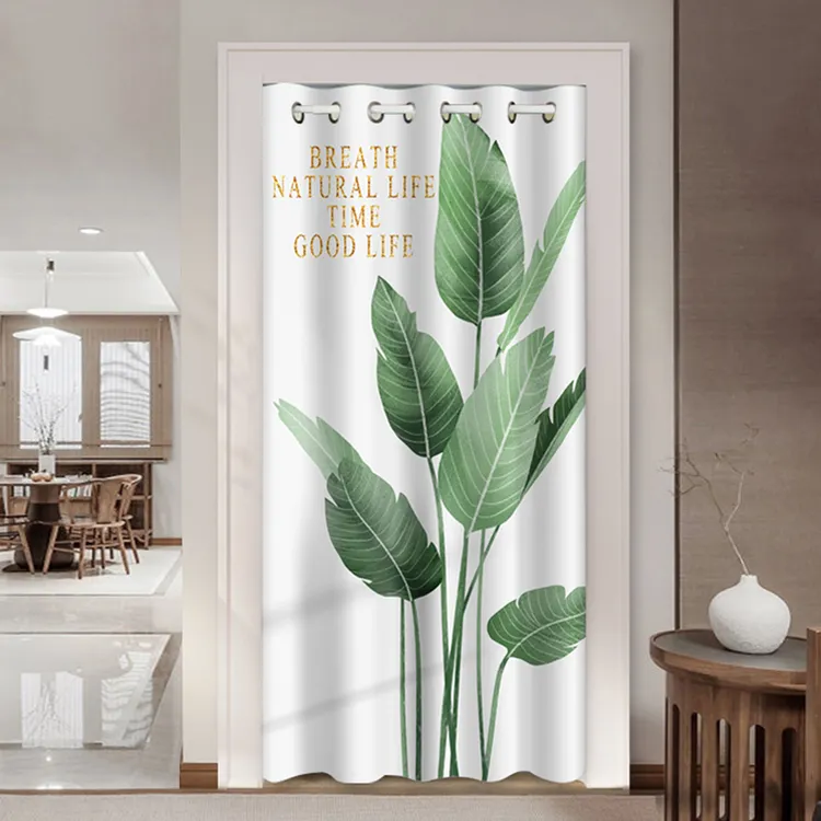 植物花门帘隔断帘卧室空调厨房柜子遮挡帘夏季隔热防风网红免打孔
