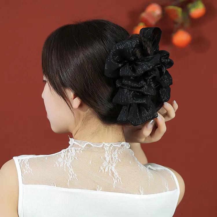 云朵银丝双面泡泡发夹鲨鱼夹后脑勺头饰夹头发蝴蝶结抓夹女夹子