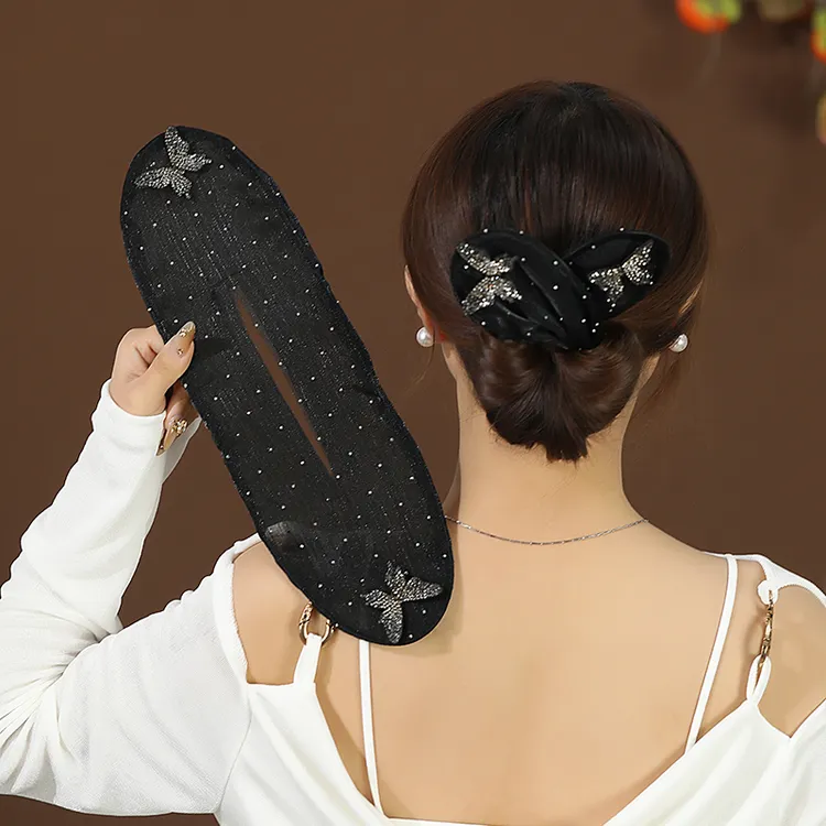 氛围感配饰蝴蝶结发饰丸子头盘发器女懒人发圈头花神器发夹头饰
