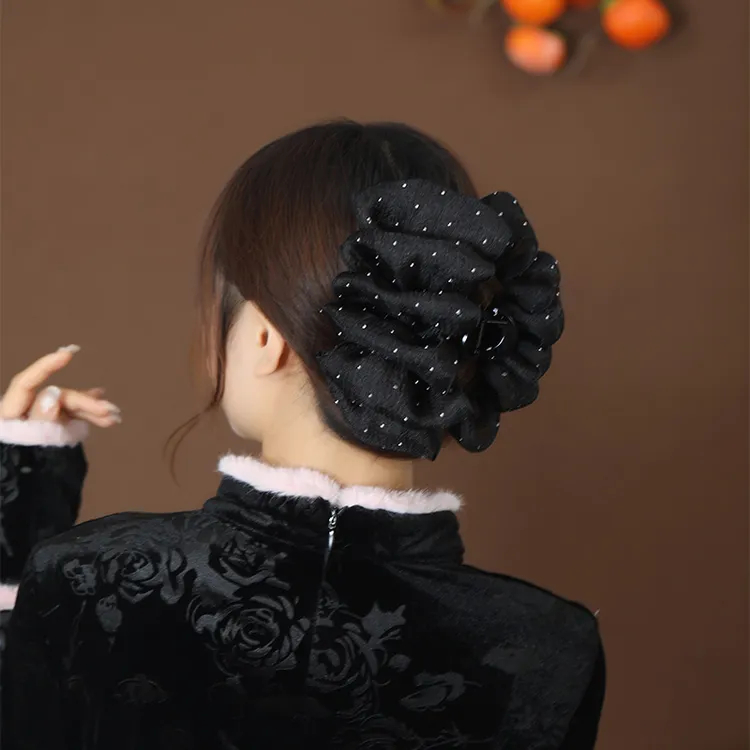 高档发卡夹子泡泡纱发卡鲨鱼夹抓夹女后脑勺盘发夹发夹头饰发饰