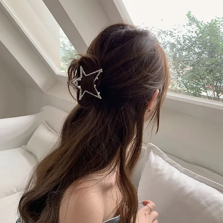星星抓夹女夏季后脑勺发量少半扎ins发五角星发夹鲨鱼夹