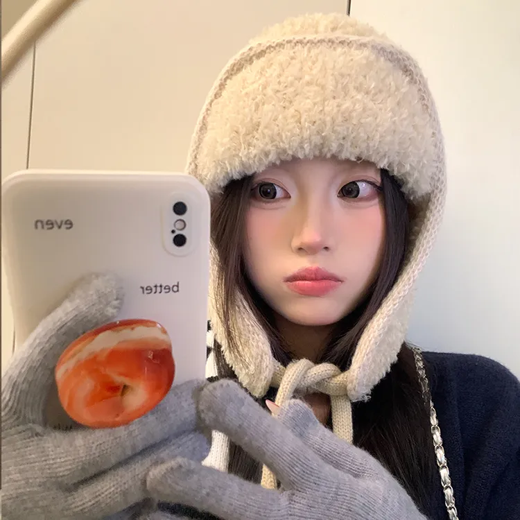 保暖防寒雷锋帽子女秋冬季加厚加绒护耳帽针织毛线帽巴拉克拉法帽