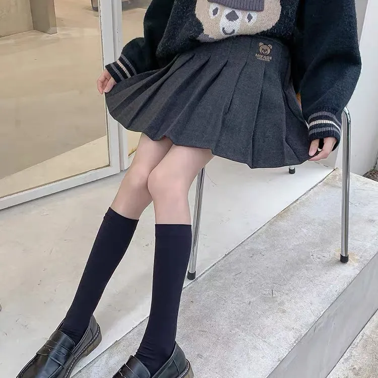 女童儿童短裙百褶裙学院风洋气韩版中大童时尚百搭黑色学生英伦风