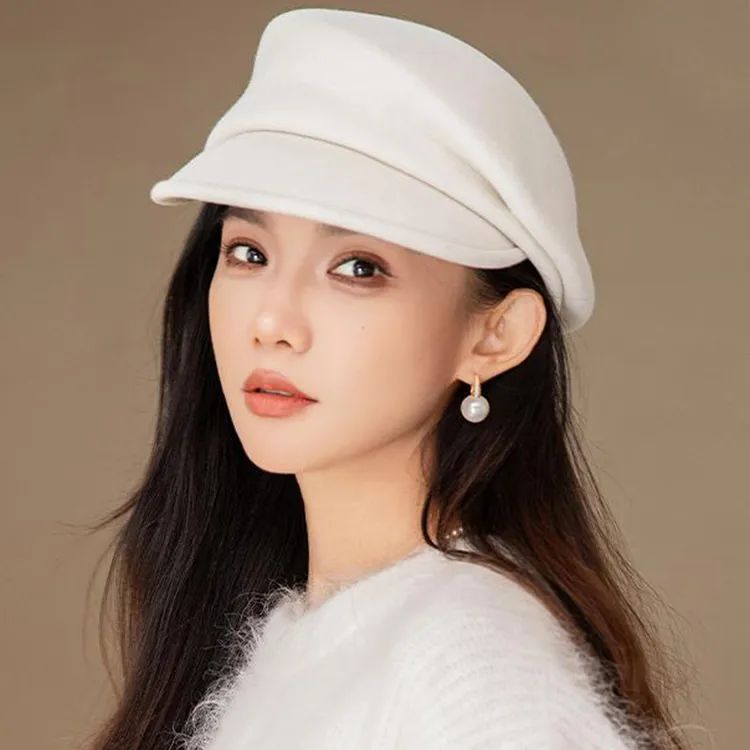 日系羊毛呢八角帽子女秋冬出游时尚复古贝雷帽大头围显脸小马术帽