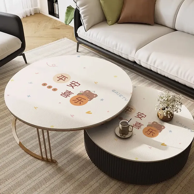 小圆桌圆形茶几垫PVC免洗耐脏防水桌布高级感防滑垫餐桌垫桌面垫