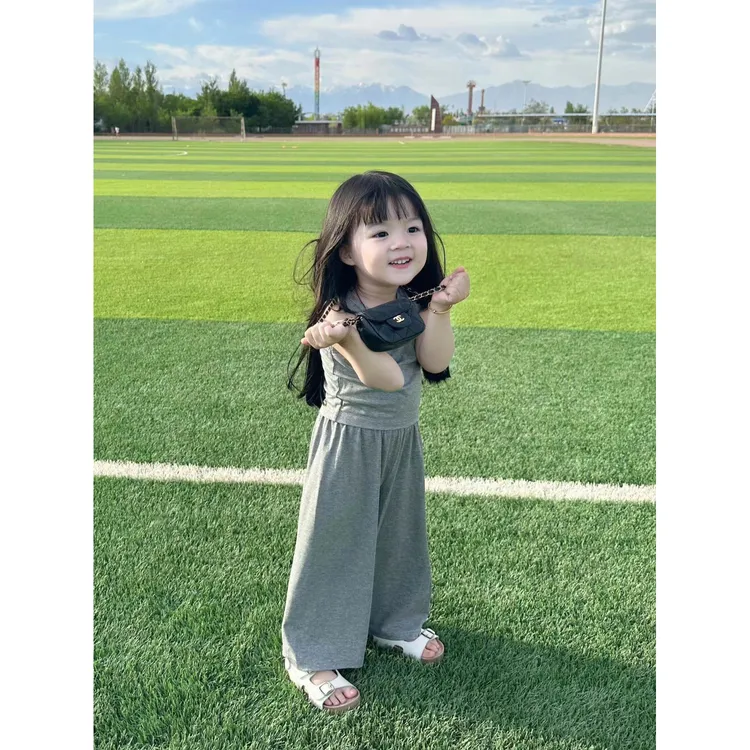 女童夏季套装幼儿园两件套女童软糯无袖背心阔儿童腿裤洋气韩版