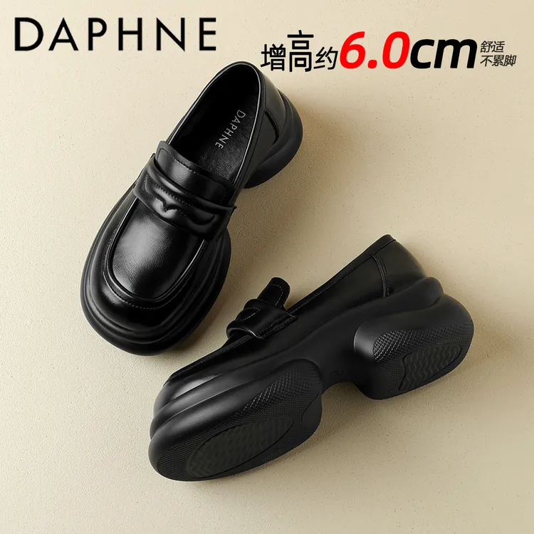 达芙妮女鞋松糕厚底增高6CM小皮鞋女2025年秋季新款英伦风乐福鞋