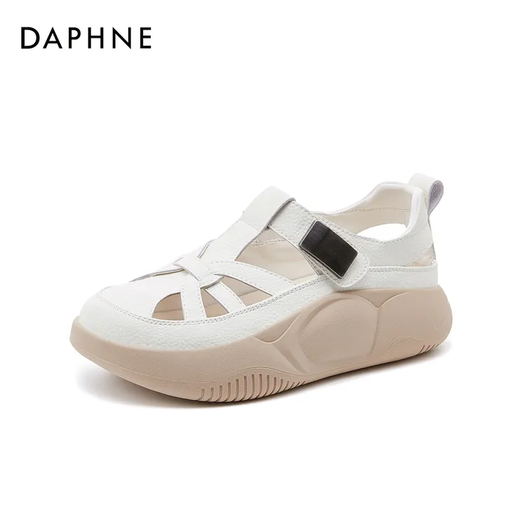 达芙妮包头罗马凉鞋女2024夏季新款复古外穿厚底镂空透气休闲女鞋