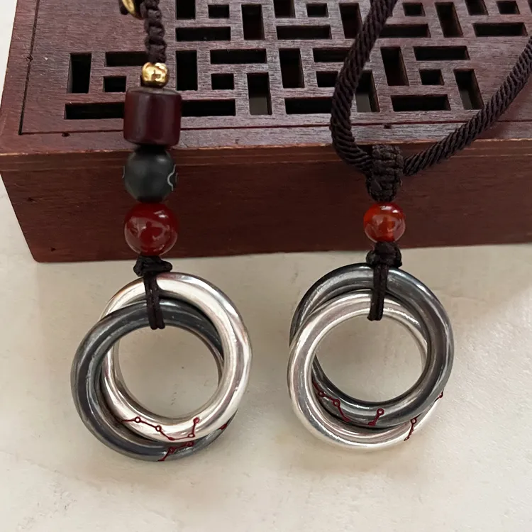 百福全 足银银制品 乾坤圈阴阳环道家手玩把件 吊坠项链 七星北斗