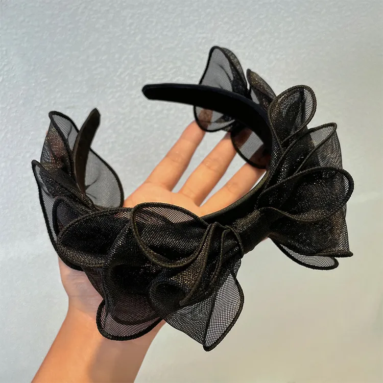 发箍蝴蝶结黑色头箍发卡网纱头饰网红爆款百搭气质头饰宽边法式