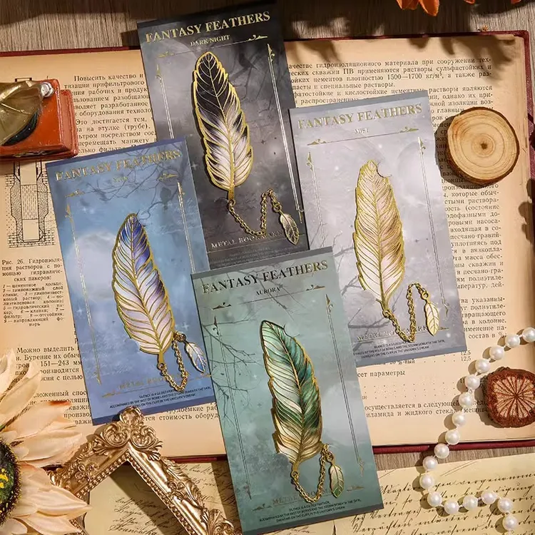 创意2025复古金属书签羽毛书签ins风送同学老师生日礼物高级感