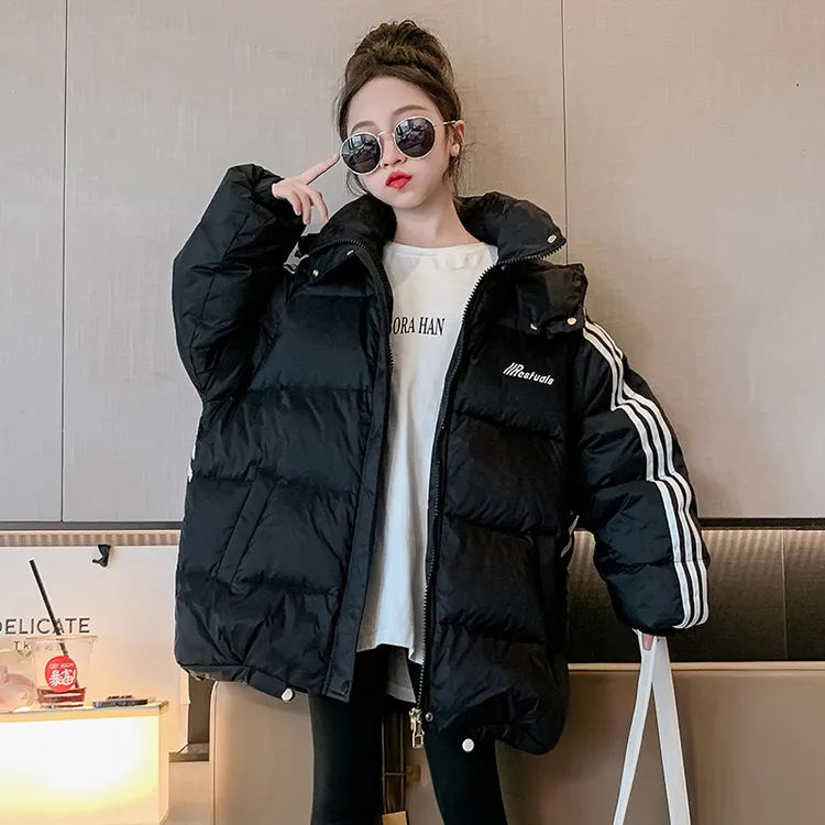 女童羽绒服冬装保暖外套洋气中长款8-15岁中大童连帽加厚冬季棉袄
