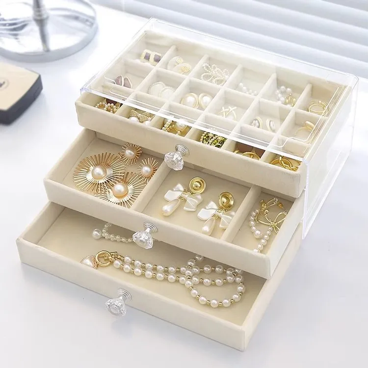 首饰盒饰品收纳盒耳环项链耳饰戒指发夹展示架高级感放手饰品盒