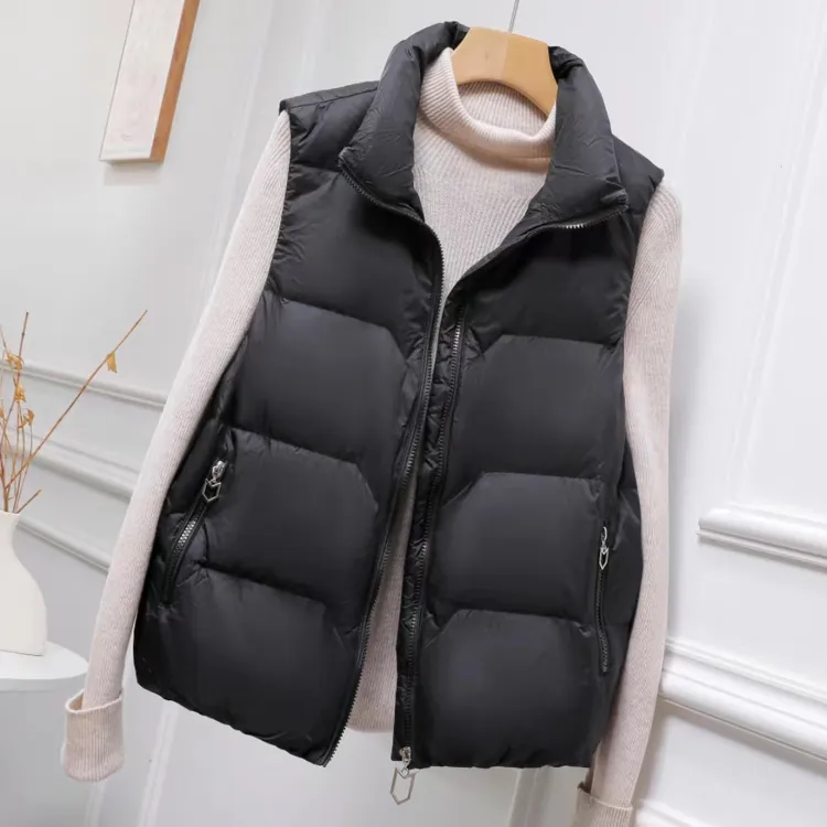 2024秋冬白鸭绒马甲女短款显瘦修身时尚羽绒马夹女士保暖立领休闲