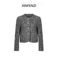 【素描】XINFENZI 羊驼毛羊毛圆领杂色小香风外套 35535