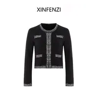 【千金范】XINFENZI超细羊毛亮片点缀款圆领小香风外套上衣 35549