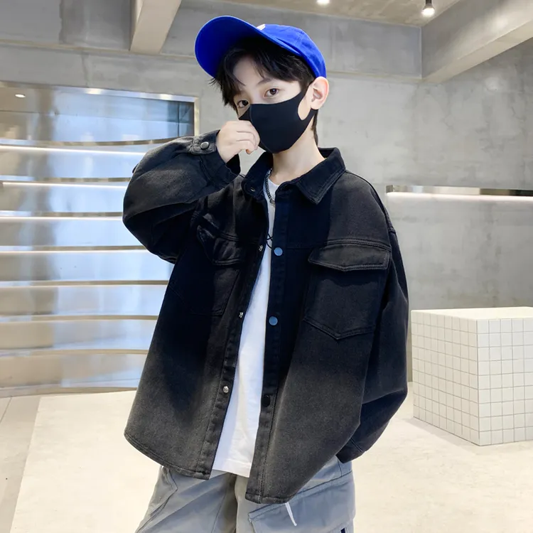 男童春秋款牛仔外套2025新款儿童秋装中大童秋季男孩衬衫上衣衬衣
