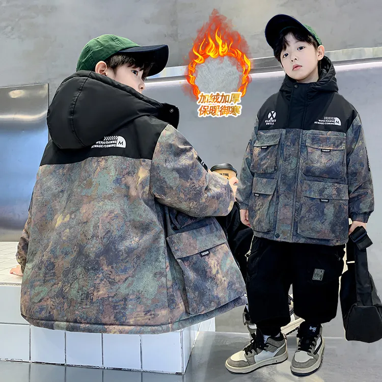 男童秋冬款外套2025新款儿童装加绒加厚夹棉衣冬装派克服冬季棉服