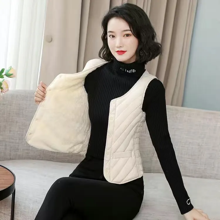 2024新款棉马甲女秋冬短款显瘦加绒加厚修身内穿保暖大码背心坎肩