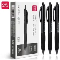 Deli/得力S60臻顺滑中性笔子弹头0.5弹簧头（黑色/红色）握笔舒适