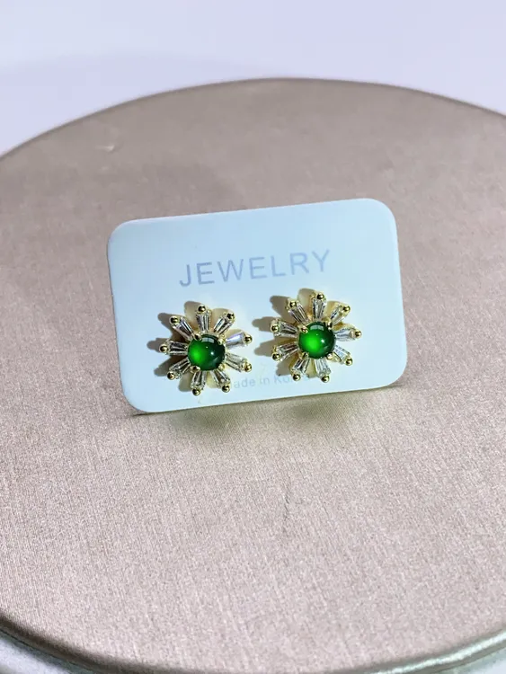 天然A货翡翠满绿耳钉【只为圈粉】臻蒂好珠宝专属精致气质时尚